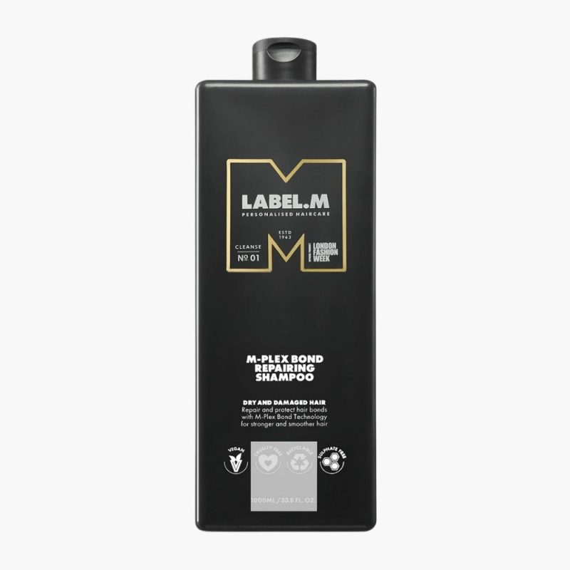 LABEL.M M-Plex Bond Repairing Shampoo 1000ml, σαμπουάν αναδόμησης χωρίς θειικά άλατα για ταλαιπωρημένα μαλλιά και δεσμούς τρίχας